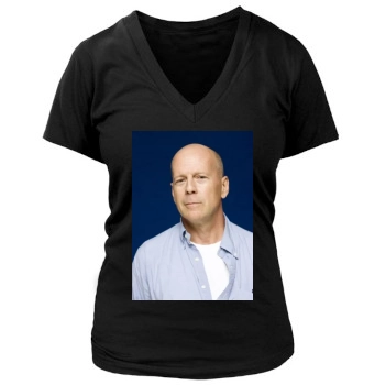 Bruce Willis Women's Deep V-Neck TShirt