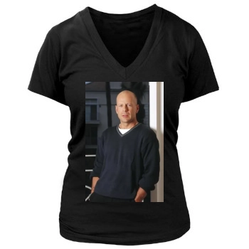 Bruce Willis Women's Deep V-Neck TShirt