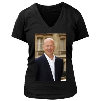 Bruce Willis Women's Deep V-Neck TShirt