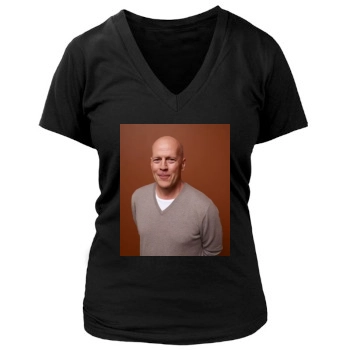 Bruce Willis Women's Deep V-Neck TShirt