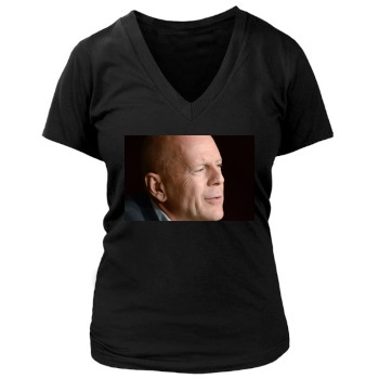 Bruce Willis Women's Deep V-Neck TShirt