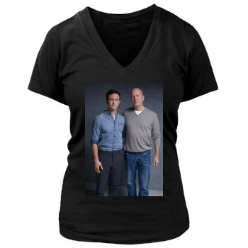 Bruce Willis Women's Deep V-Neck TShirt