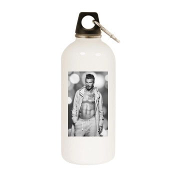 David Beckham White Water Bottle With Carabiner