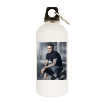 David Beckham White Water Bottle With Carabiner