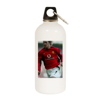 David Beckham White Water Bottle With Carabiner