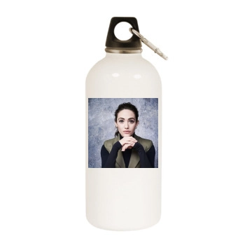 Emmy Rossum White Water Bottle With Carabiner