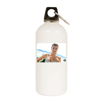 Irina Shayk White Water Bottle With Carabiner