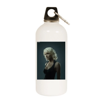 Tricia Helfer White Water Bottle With Carabiner