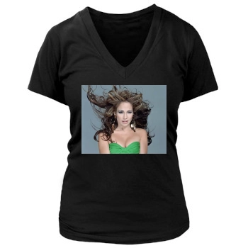 Jennifer Lopez Women's Deep V-Neck TShirt