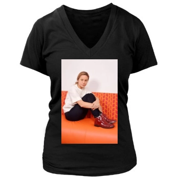 Brie Larson Women's Deep V-Neck TShirt