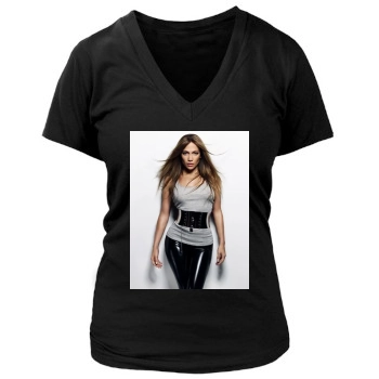 Jennifer Lopez Women's Deep V-Neck TShirt