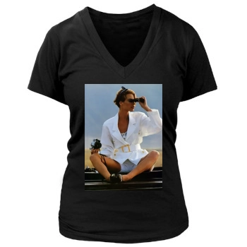 Christy Turlington Women's Deep V-Neck TShirt