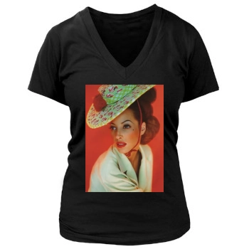 Christy Turlington Women's Deep V-Neck TShirt