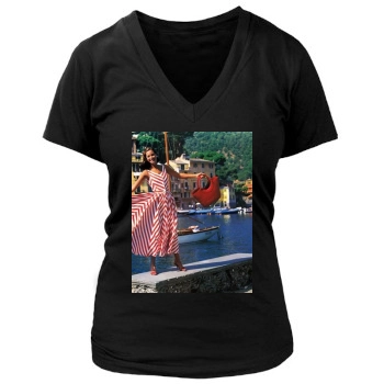 Christy Turlington Women's Deep V-Neck TShirt