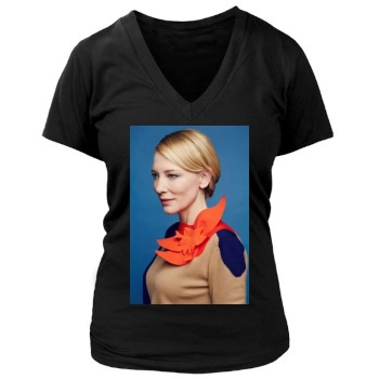 Cate Blanchett Women's Deep V-Neck TShirt