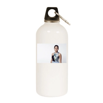 Freida Pinto White Water Bottle With Carabiner