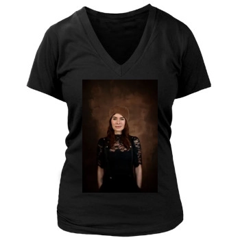 Lena Headey Women's Deep V-Neck TShirt