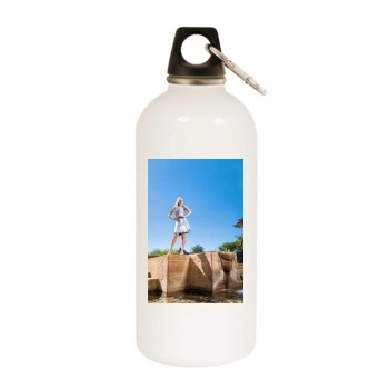 Paige Spiranac White Water Bottle With Carabiner