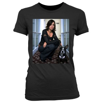 Famke Janssen Women's Junior Cut Crewneck T-Shirt