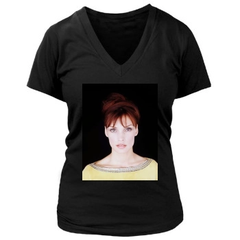 Famke Janssen Women's Deep V-Neck TShirt