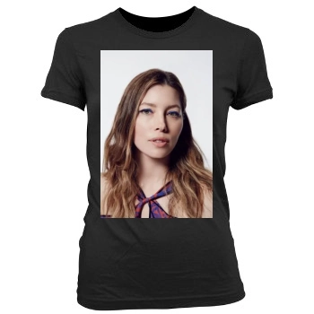 Jessica Biel Women's Junior Cut Crewneck T-Shirt