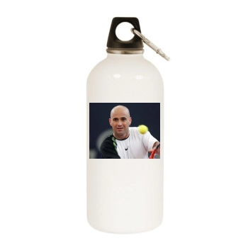 Andre Agassi White Water Bottle With Carabiner