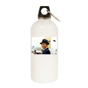 Frank Sinatra White Water Bottle With Carabiner