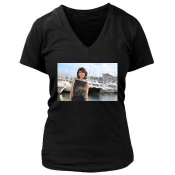 Sophie Marceau Women's Deep V-Neck TShirt