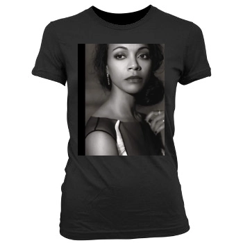 Zoe Saldana Women's Junior Cut Crewneck T-Shirt