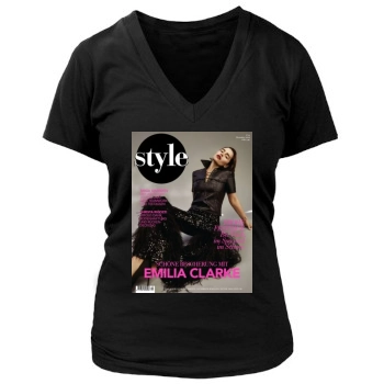 Emilia Clarke Women's Deep V-Neck TShirt